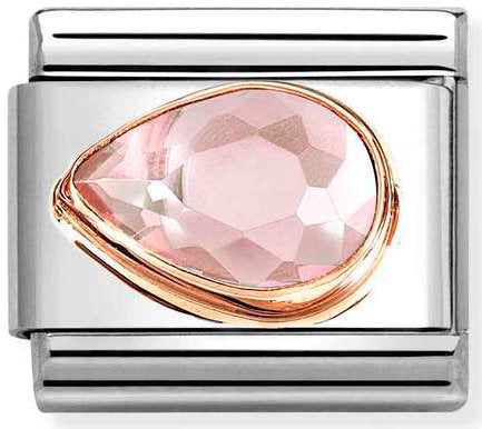 Nomination, Composable Classic CZ, FACETED LEFT DROP in steel and 9k rose gold (003_PINK)