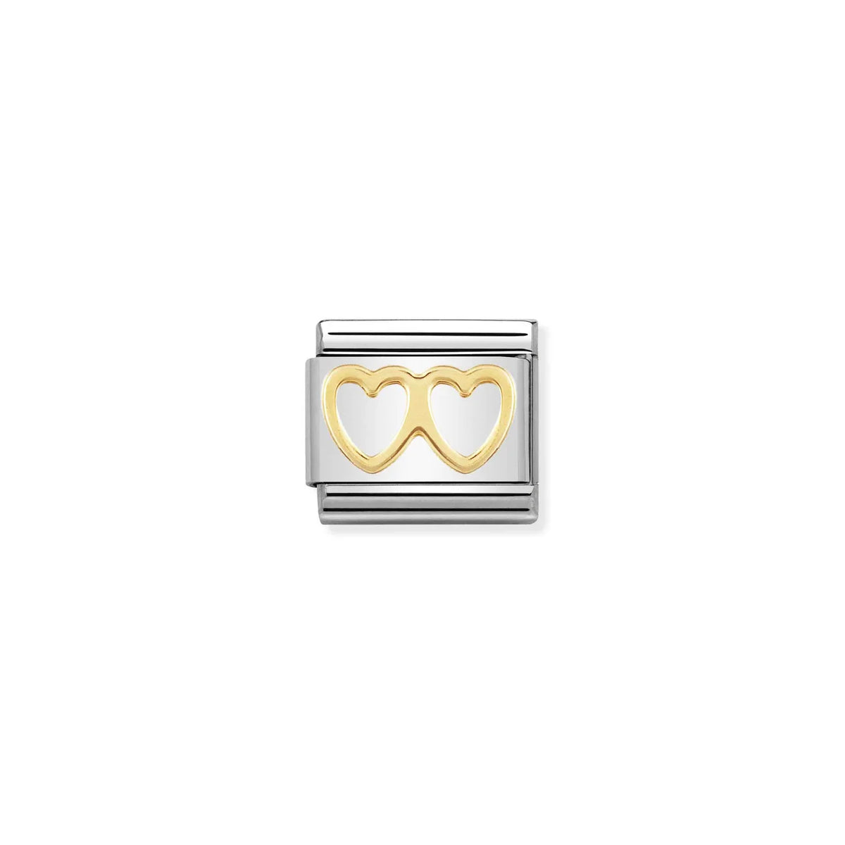Nomination Italy, Composable Classic Dekoratif Link - Aşk - Çift Kalp - (03 Double Heart) 18K Altın