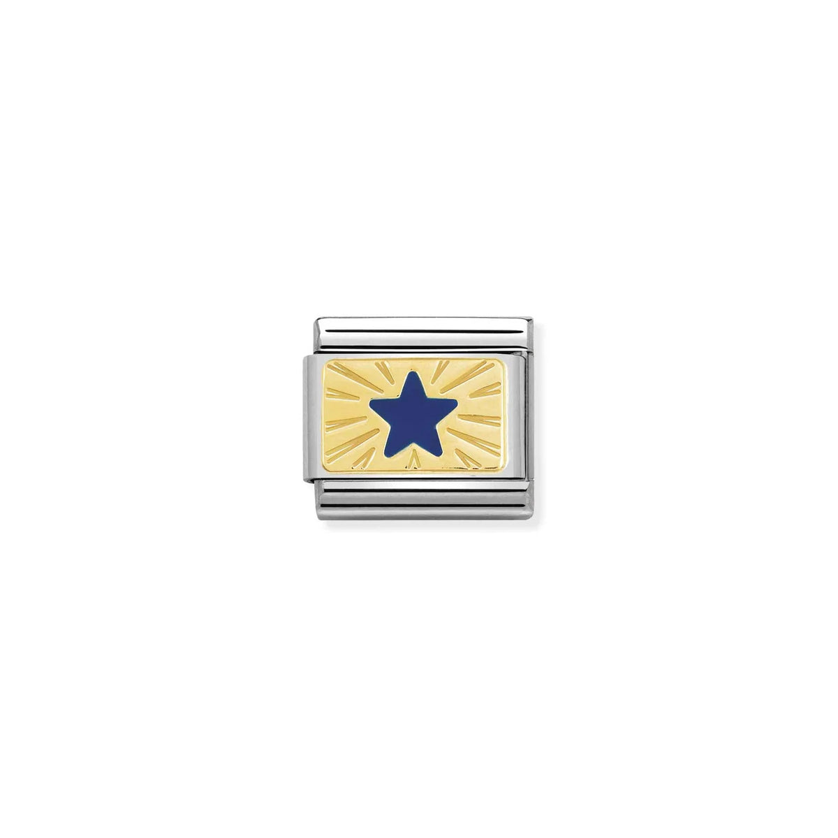 Nomination Italy, Composable Classic Dekoratif Link - Plakalar - Mavi Yıldız - (41 Star Blue) 18K Altın