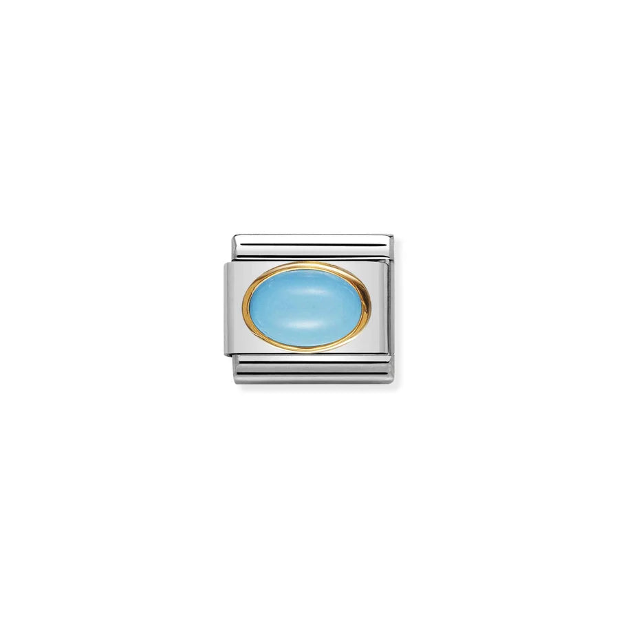 Nomination Italy, Composable Classic Dekoratif Link - Taşlar Oval - TURKUAZ - (06 Turquoise) 18K Altın