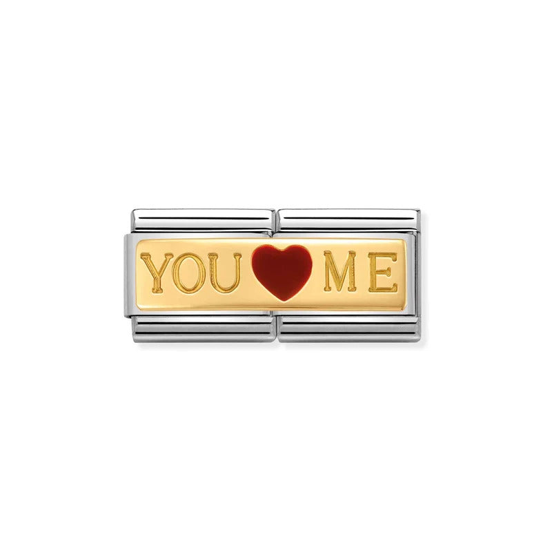 Nomination, Composable Classic Dekoratif Link  İkili Gravür  Sen ve ben  01 You And Me 18K Altın