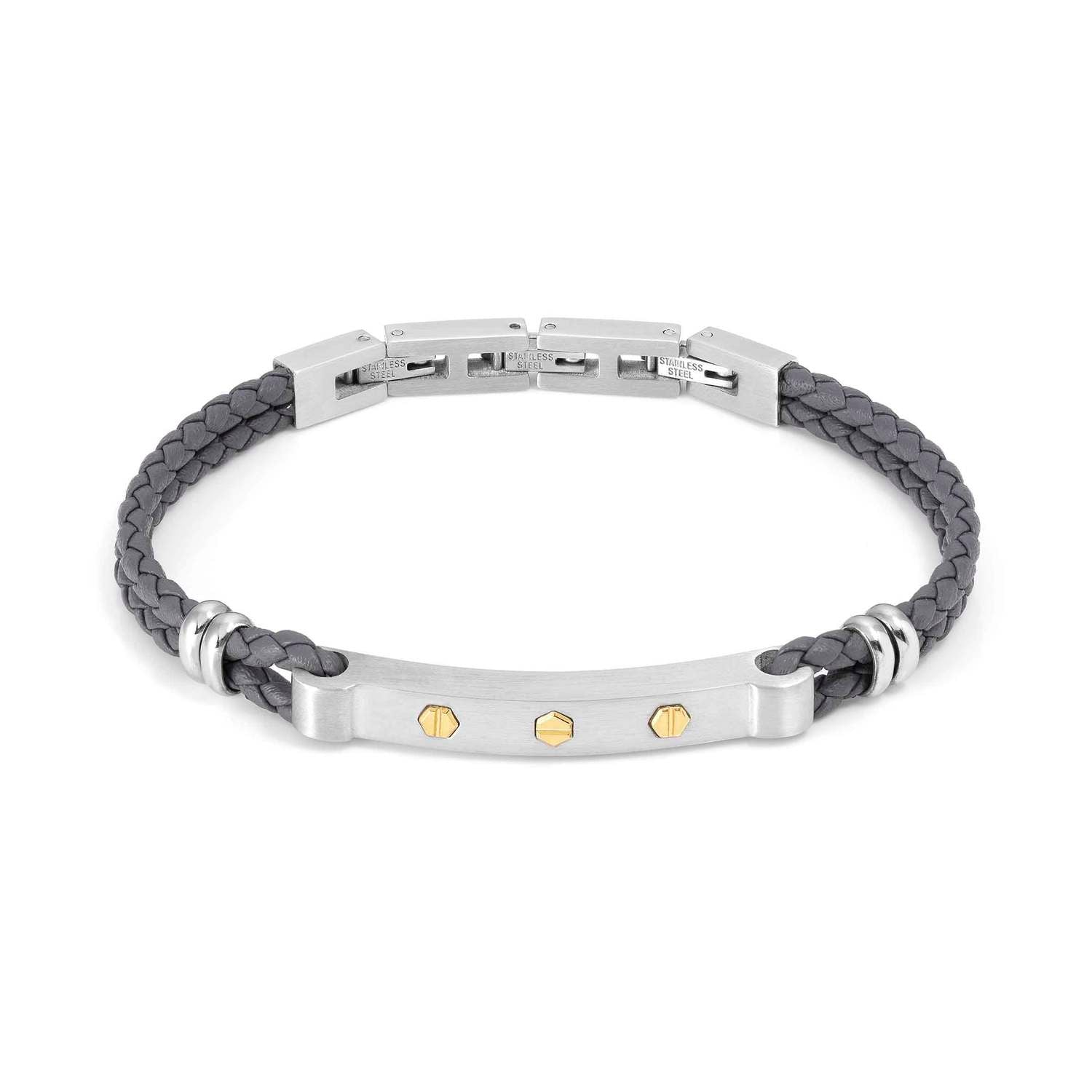 Nomination, MANVISION bracelet in steel and synthetic leather (051_Grey)
