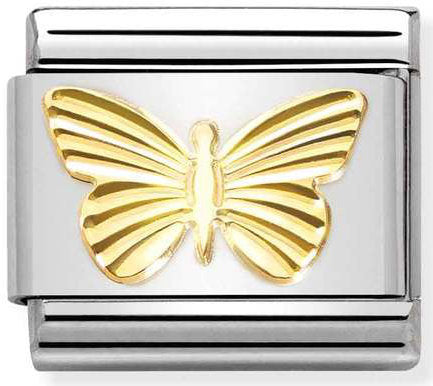 Nomination, COMPOSABLE klasik semboller çelik ve 18k altın (45_Diamond kaplı BUTTERFLY)