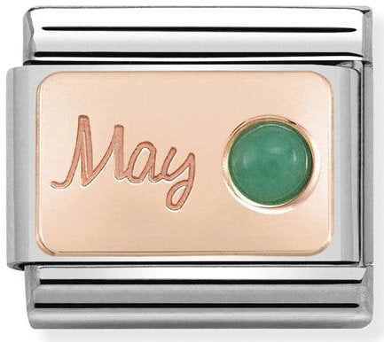 Nomination, S, Steel ve 9K ROSE altın (05_May Emerald) ayının COMPOSABLE klasik taşı