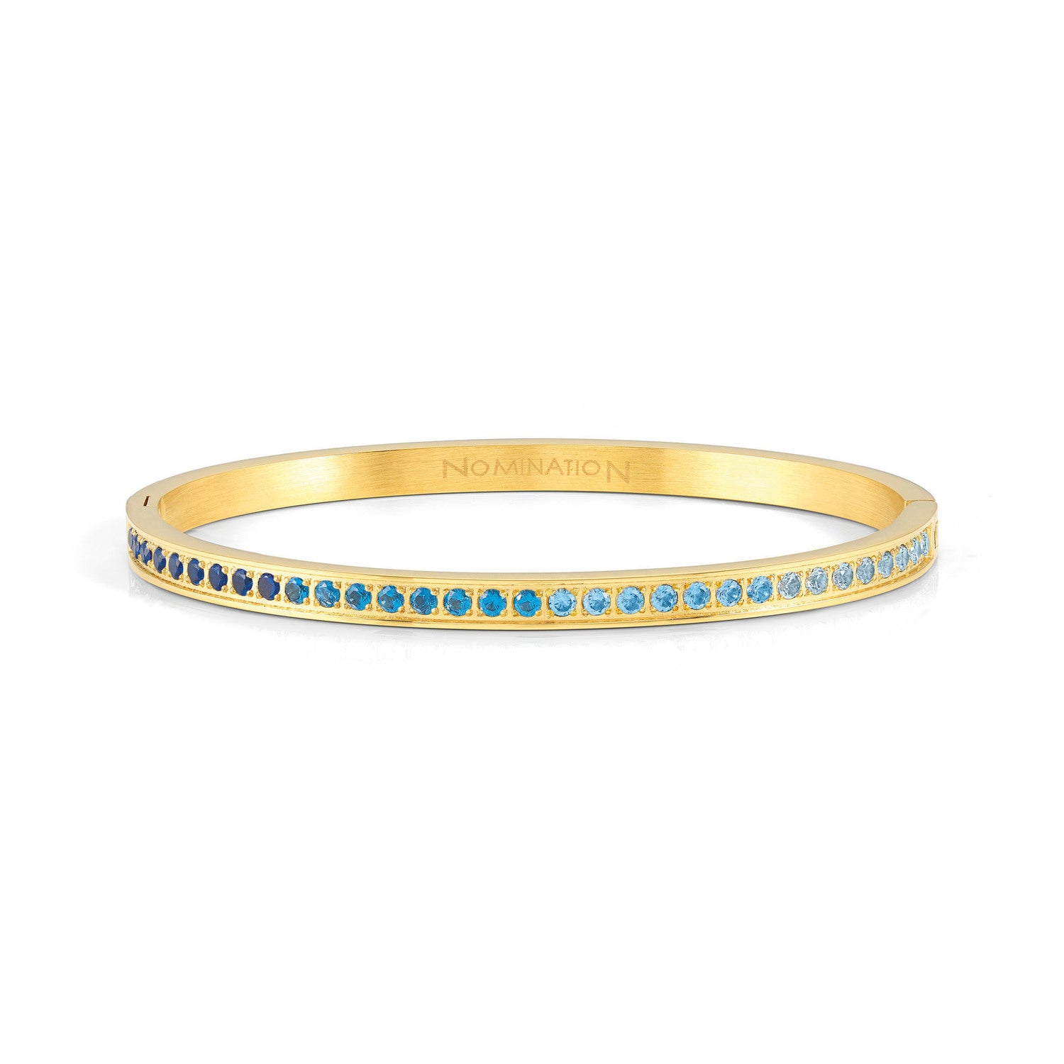 Nomination,PRETTY BANGLES çelik bileklik ve cz (SMALL SIZE) (022_lLIGHT BLUE fin, Yellow gold)