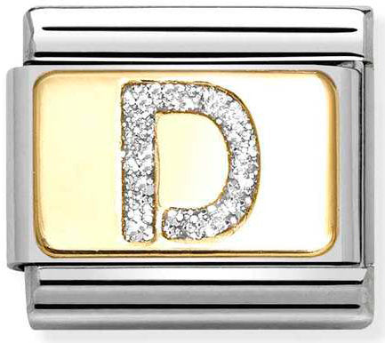 Nomination, Composable Classic GLITTER LETTER steel, enamel and 18k gold (04_D)