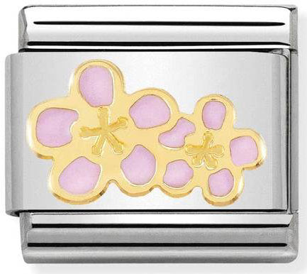 Nomination, Emaye ve 18K altınlı paslanmaz Çelik COMPOSABLE klasik natura (16_peach akışları)