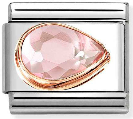Nomination, Composable Classic CZ, FACETED RIGHT DROP in steel and 9k rose gold (003_PINK)
