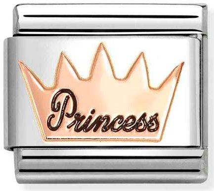 Nomination, Composable Classic SYMBOLS steel, enamel and 9k rose gold (34_Crown princess)