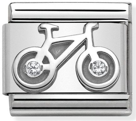 Nomination, COMPOSABLE CL Sembolleri Paslanmaz Çelik, 925 Ayar Gümüş  ve kübik zirkonya (04_bycicle)