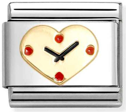 Nomination, COMPOSABLE Classic LOVE in stainless steel with enamel and 18k gold (53_Heart clock)