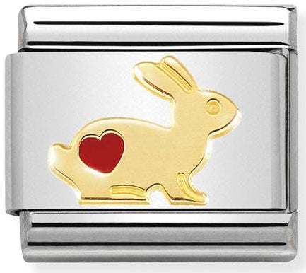 Nomination, COMPOSABLE klasik semboller çelik, emaye ve 18k altın (kalpli 46_rabbit)