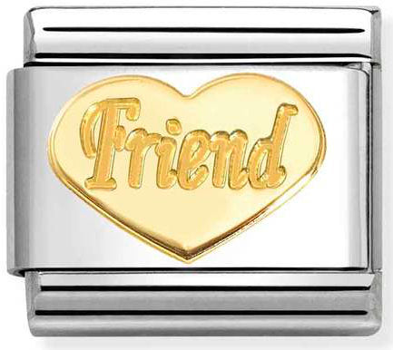Nomination, Composable Classic SYMBOLS and steel and 18k gold (76_Friend Heart)