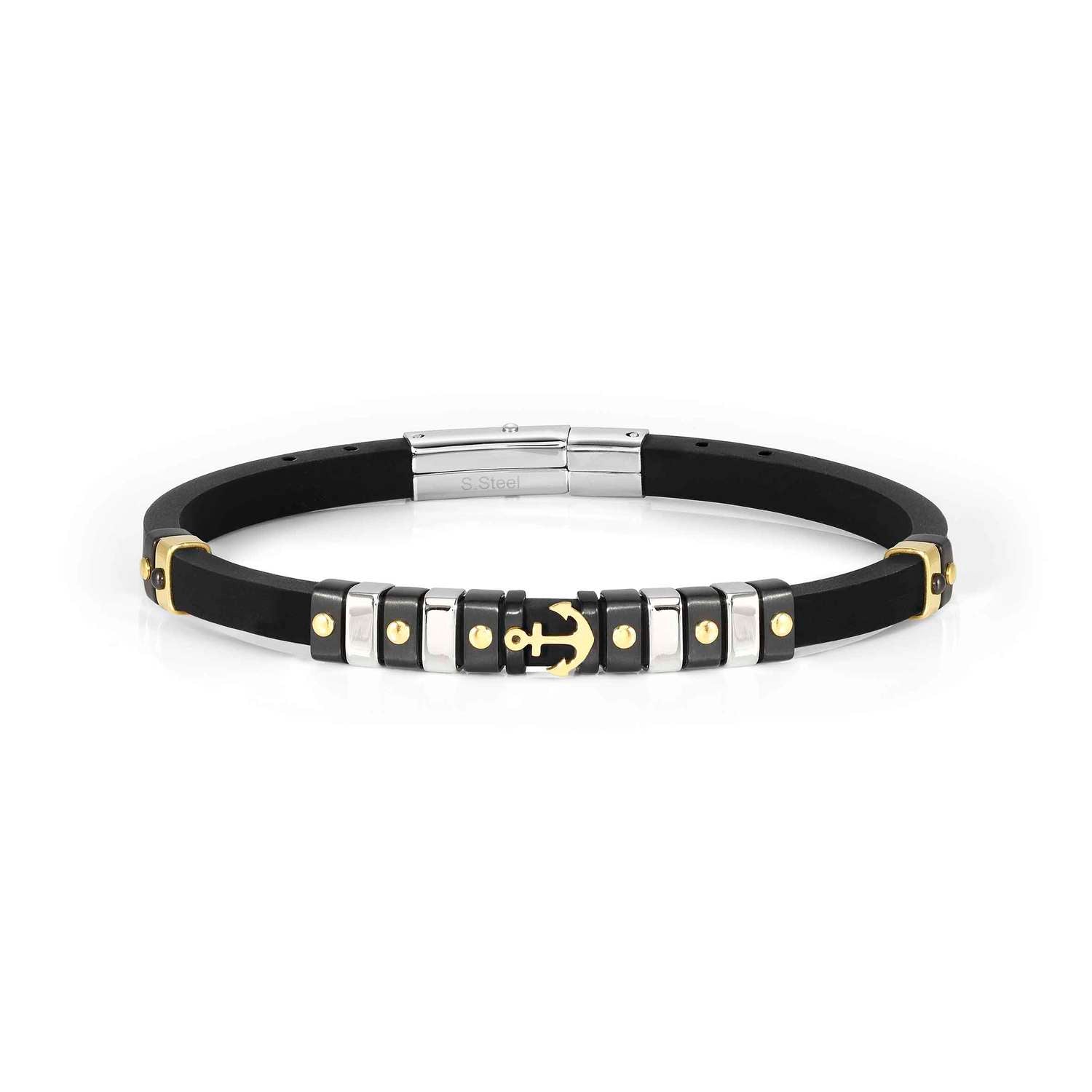 Nomination, CITY bracelet in steel and rubber fin, YELLOW GOLD (002_Anchor)