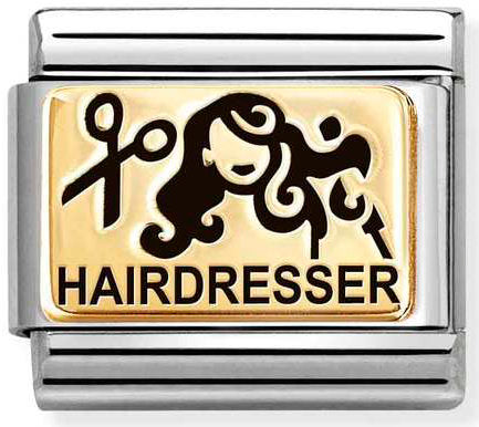 Nomination, Composable Classic PLATES (IC) in steel and 18k gold (53_Hairdresser)