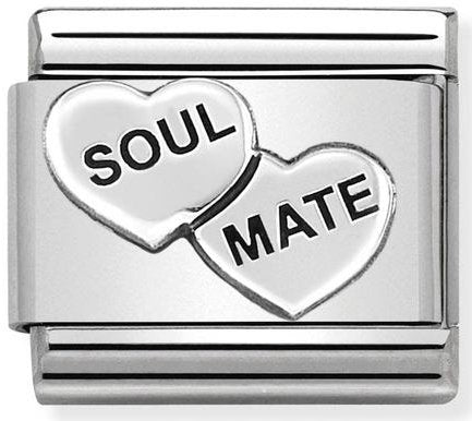 Nomination, ST, Çelik ve 925 Ayar Gümüş (38_Soul Mate Kalpleri) COMPOSABLE klasik oksitlenmiş semboller