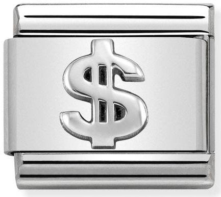 Nomination, ST, Çelik ve 925 Ayar Gümüş (31_dollar) COMPOSABLE klasik oksitlenmiş semboller