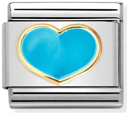 Nomination, Composable Classic Love 2 paslanmaz çelik, emaye ve 18k altın (25_Turkuaz kalp)