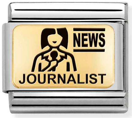 Nomination, Çelik ve 18K altın (06_journalist) COMPOSABLE klasik plakalar (IC)