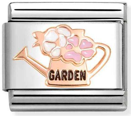 Nomination, Composable Classic SYMBOLS steel, enamel and 9k rose gold (19_Watering can with flowers)
