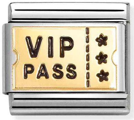Nomination, Composable Classic PLATES steel , enamel and 18k gold (62_VIP PASS)