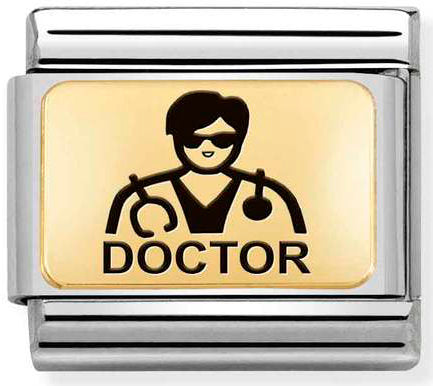 Nomination, Çelik ve 18K altın (14_doctor (HIM)) COMPOSABLE klasik plakalar (IC)
