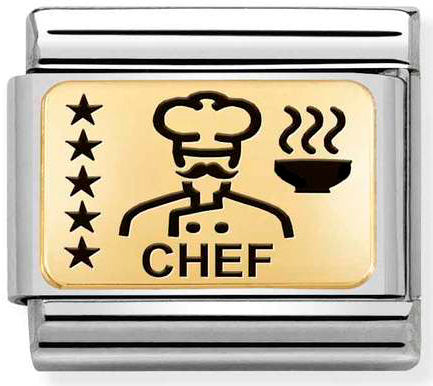 Nomination, Çelik ve 18K altın (28_chef) COMPOSABLE klasik plakalar (IC)