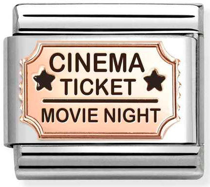 Nomination, Composable Classic PLATES in stainless steel with 9k rose gold and enamel (20_Cinema ticket)