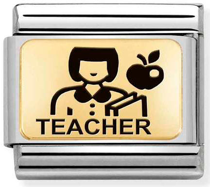 Nomination, Çelik ve 18k altın (26_teacher) COMPOSABLE klasik plakalar (IC)