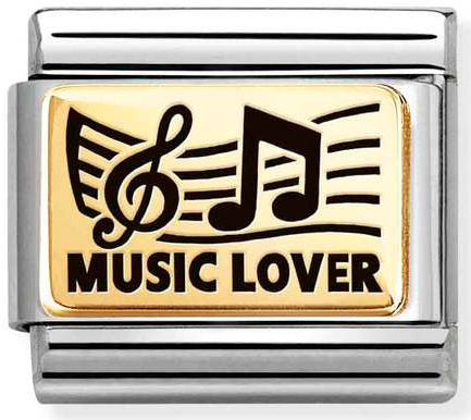 Nomination, Composable Classic PLATES (IC) in steel and 18k gold (45_Music lover)