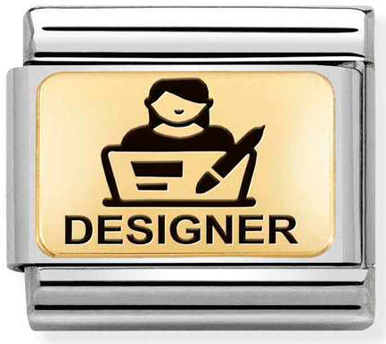 Nomination, Çelik ve 18K altın (09_designer) COMPOSABLE klasik plakalar (IC)