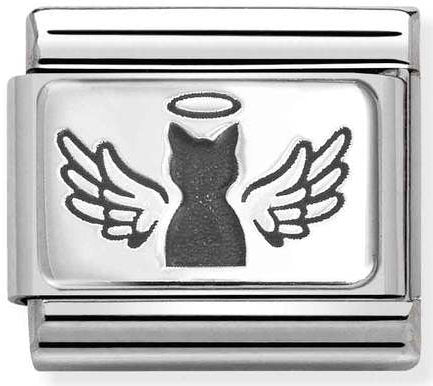 Nomination, Composable Classic PLATES (IC) steel and 925 sterling silver (45_Angel cat)