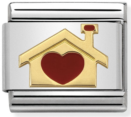 Nomination, Composable Classic Love 2 paslanmaz çelik, emaye ve 18k altın (07_HOME ile kalp)