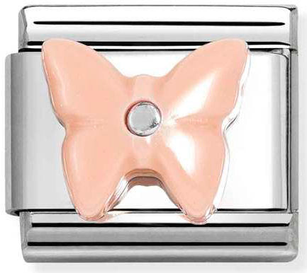 Nomination, Composable Classic STONE SYMBOLS in steel and 925 sterling silver (14_Butterfly in PINK RESIN)