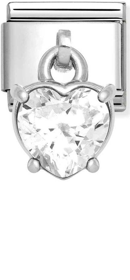 Nomination, Composable Classic CHARMS CUBIC ZIRCONIA steel, 925 sterling silver (12_White heart)