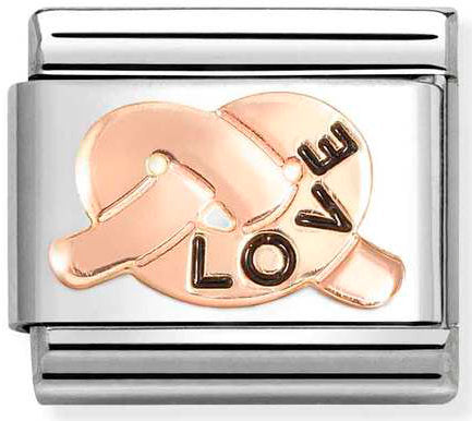 Nomination, Composable Classic SYMBOLS steel, enamel and 9k rose gold (35_LOVE knot)