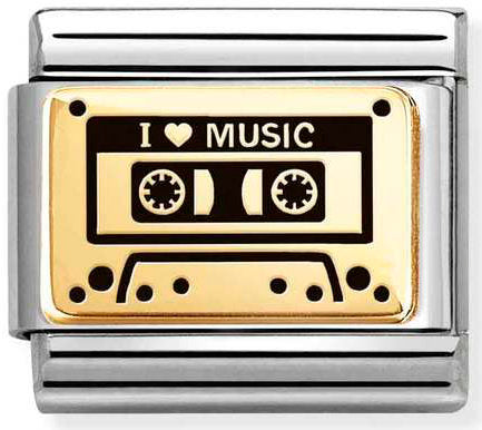 Nomination, Composable Classic PLATES (IC) in steel and 18k gold (44_Audio cassette)