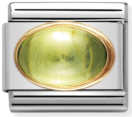 Nomination, 18k altınlı paslanmaz Çelik COMPOSABLE klasik oval taş (05_peridot)