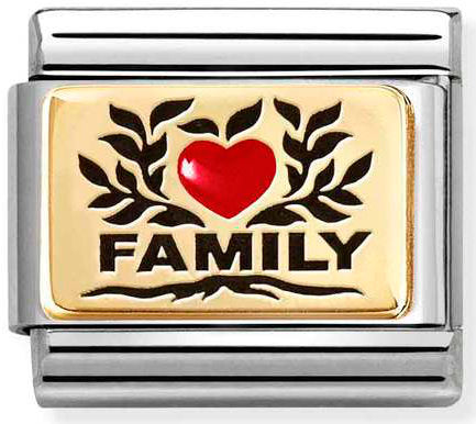 Nomination, Composable Classic PLATES (IC) in steel, enamel and 18k gold (07_Family red heart)