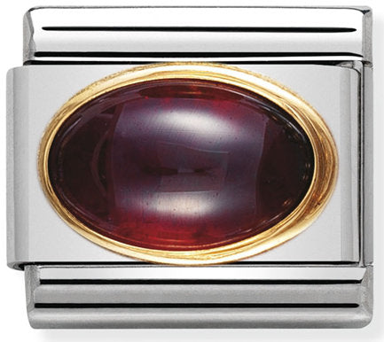 Nomination, 18k altınlı paslanmaz Çelik COMPOSABLE klasik oval taş (03_garnet)