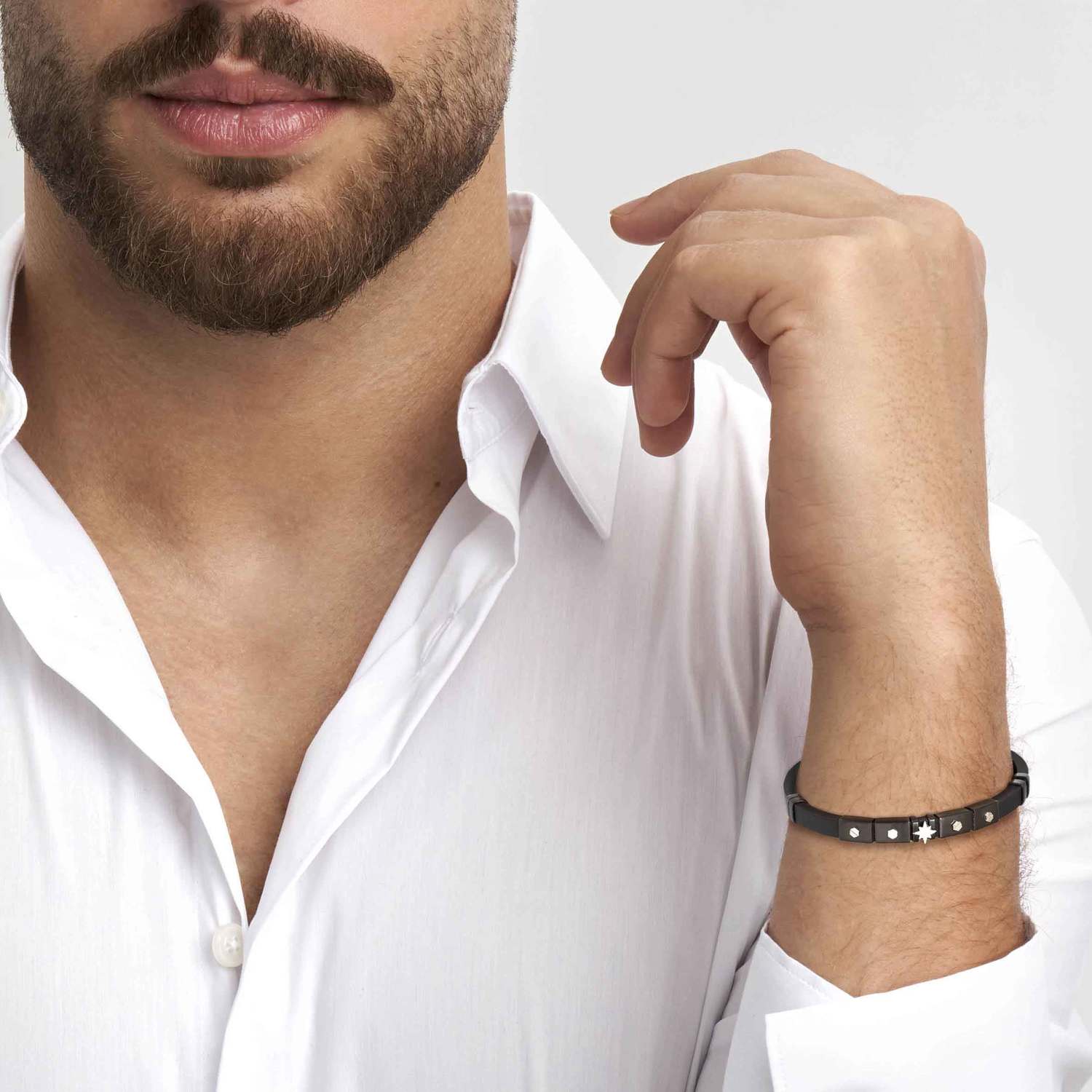 Nomination, CITY bracelet in steel and rubber fin, BLACK (HEX SCREWS) (002_Anchor)