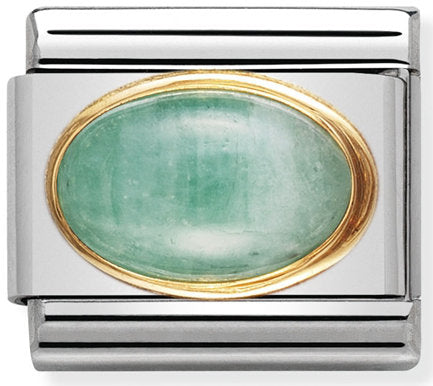 Nomination, 18K altınlı paslanmaz Çelik COMPOSABLE klasik oval taş (09_EMERALD)