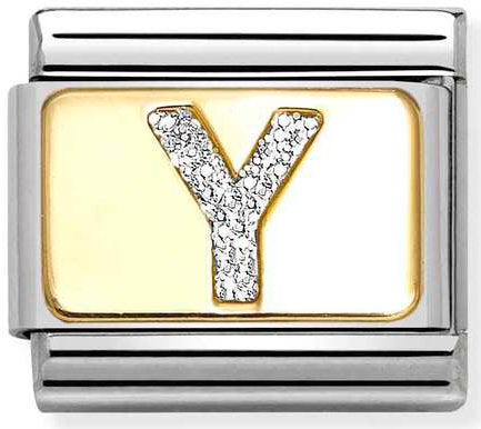Nomination, Composable Classic GLITTER LETTER steel, enamel and 18k gold (25_Y)