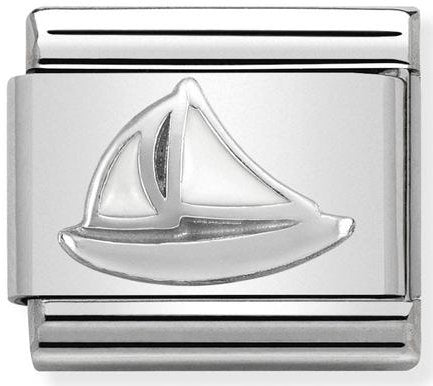 Nomination, Paslanmaz çelik, emaye ve 925 Ayar Gümüş (47_Sail Boat) içinde COMPOSABLE klasik semboller