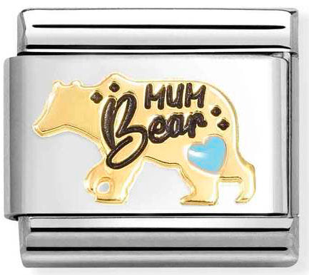Nomination, Composable Classic SYMBOLS steel, enamel and 18k gold (82_Mum bear BLUE)