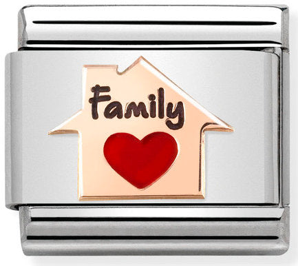Nomination, COMPOSABLE Klasik Semboller Çelik, Emaye ve 375 Altın (11_Kırmızı Heart House)
