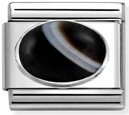 Nomination, Composable Classic HARD STONES steel and 925 sterling silver (47_BANDED ONYX MAT)