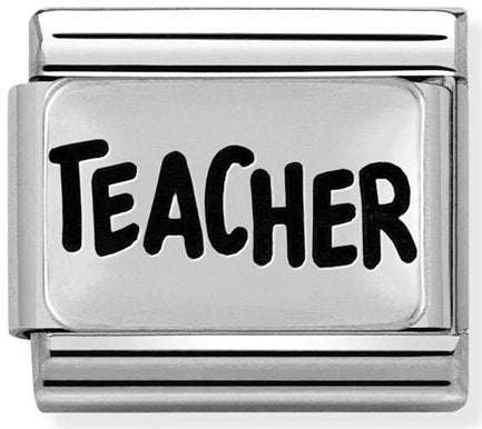 Nomination, COMPOSABLE Klasik Plakalar Oksitlenmiş Çelik ve 925 Ayar Gümüş (39_TEacher)