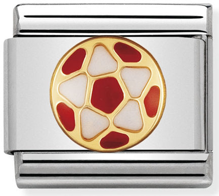 Nomination, Emaye ve 18K altınlı paslanmaz Çelik COMPOSABLE klasik İtalyan futbolu (38_Beyaz-kırmızı top)
