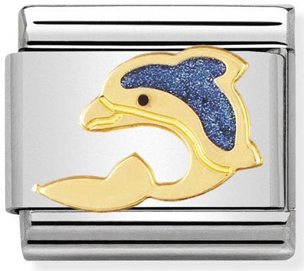 Nomination, Emaye ve 18K altınlı paslanmaz Çelik COMPOSABLE klasik su hayvanları (01_dolphin)